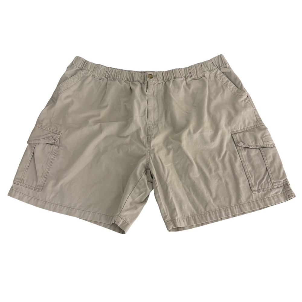 St. John's Bay Cargo Shorts Mens 4XL Elastic Waist Cotton Khaki Utility Summer